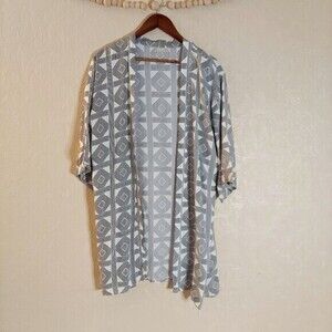 Summer and Rose Geo Print Open Kimono Viscose Black and White ONE SIZE